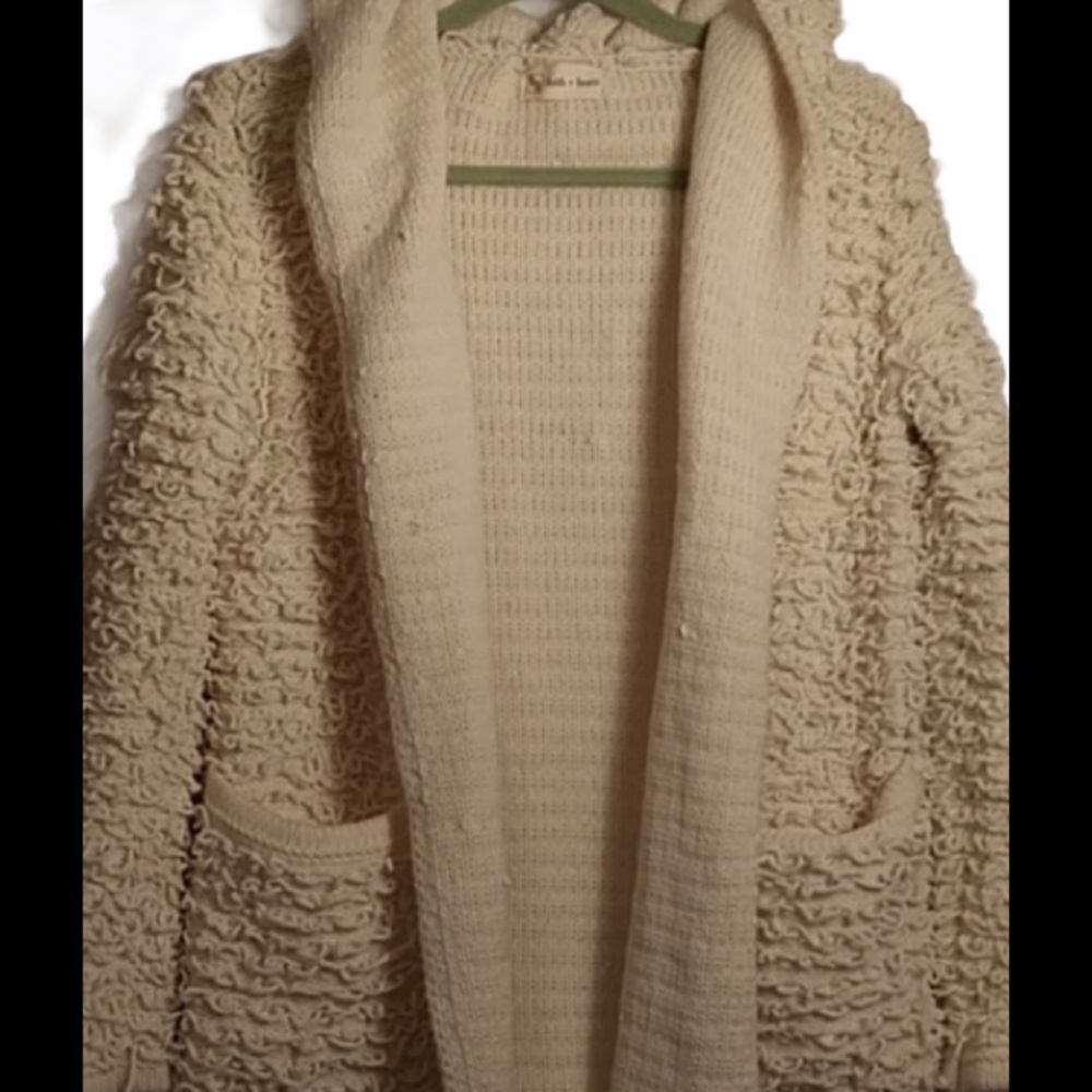 FAITH + LINEN CHUNKY FUZZY OPEN FRONT SWEATER